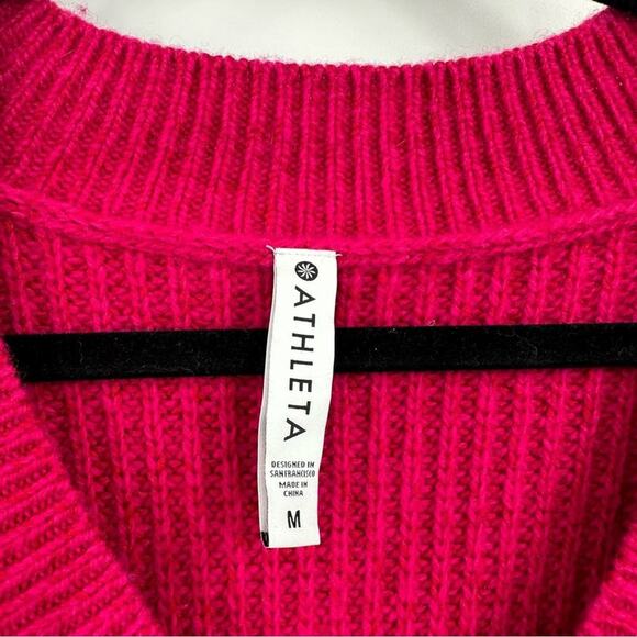 Athleta | Shasta Oversized Wool Knit Sweater In Dark Pink Size Medium - Picture 6 of 8
